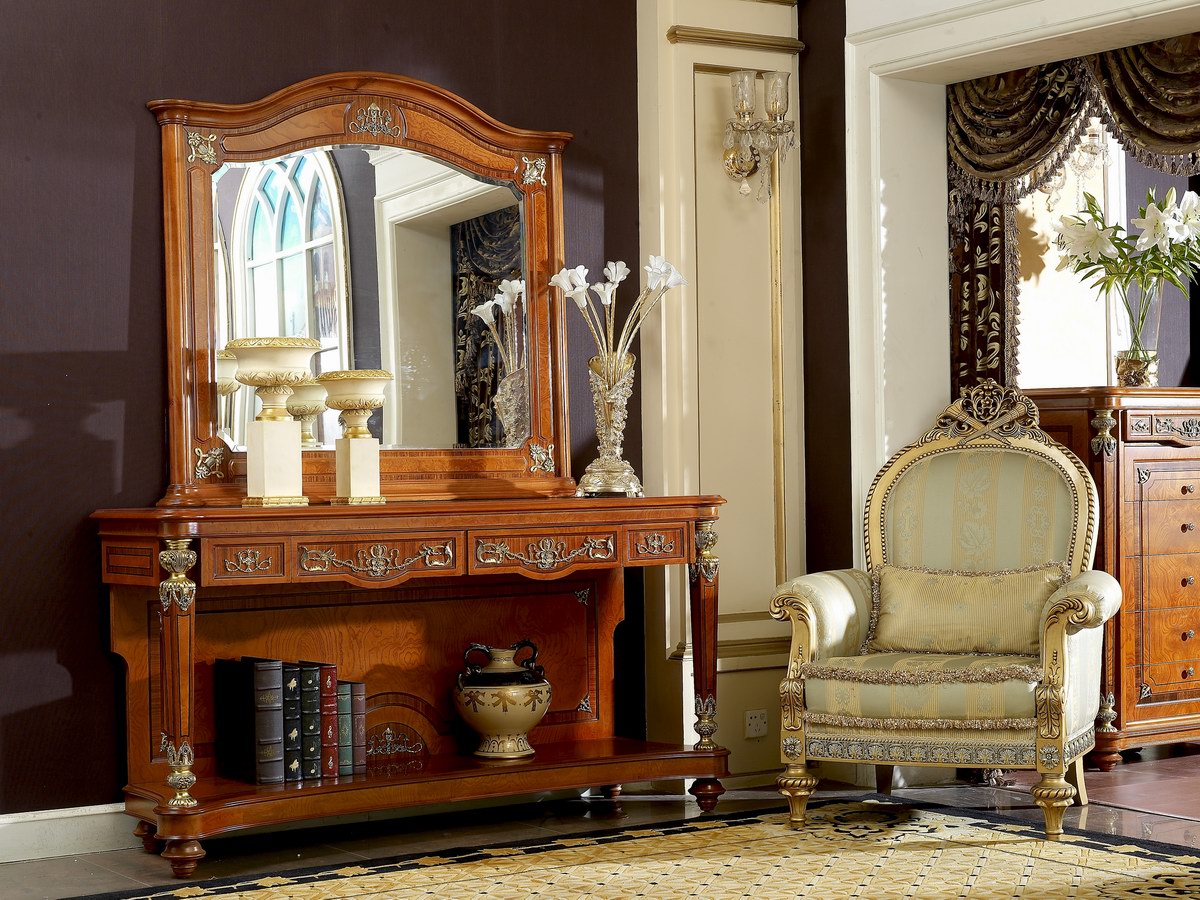 Luxury classical solid wood E29 series console table and shoe cabinet