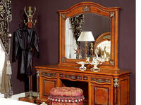Beech wood classical chest dresser,  dressing mirror and stool