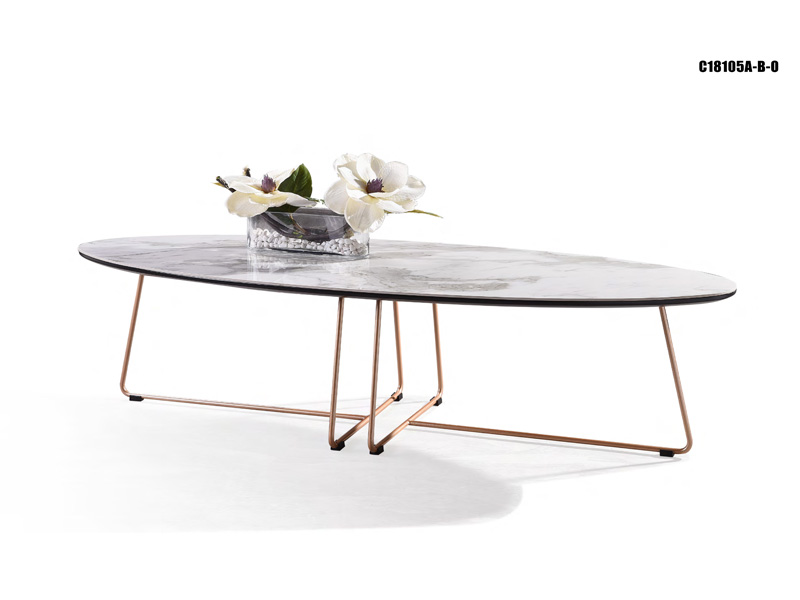C18105A-B tea table ceramic top  solid steel frame